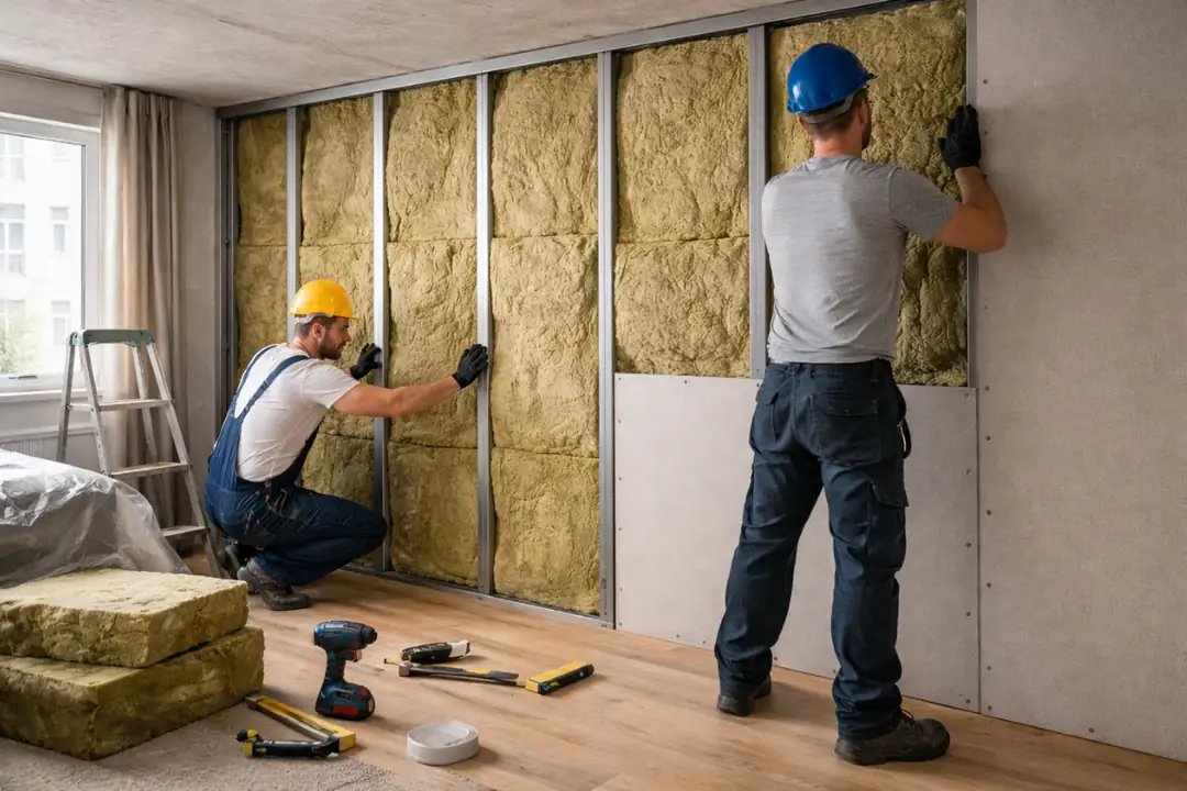 Yatak odası komşu duvar ses yalıtımı taş yünü uygulaması