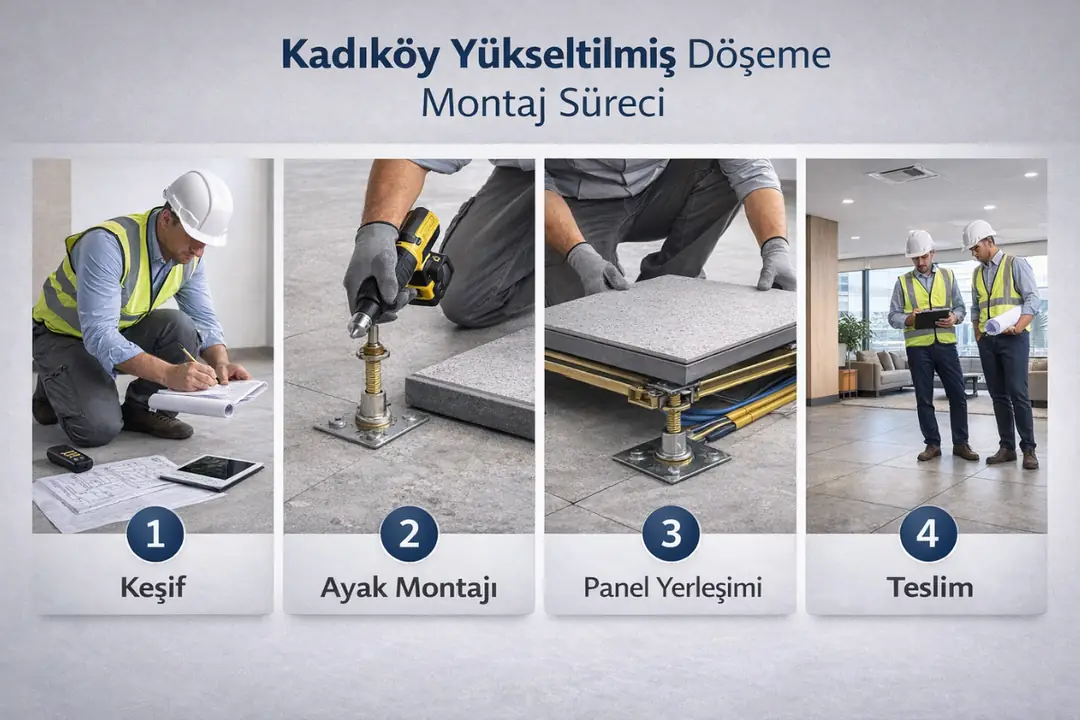 Kadıköy ofis yükseltilmiş döşeme montaj süreci