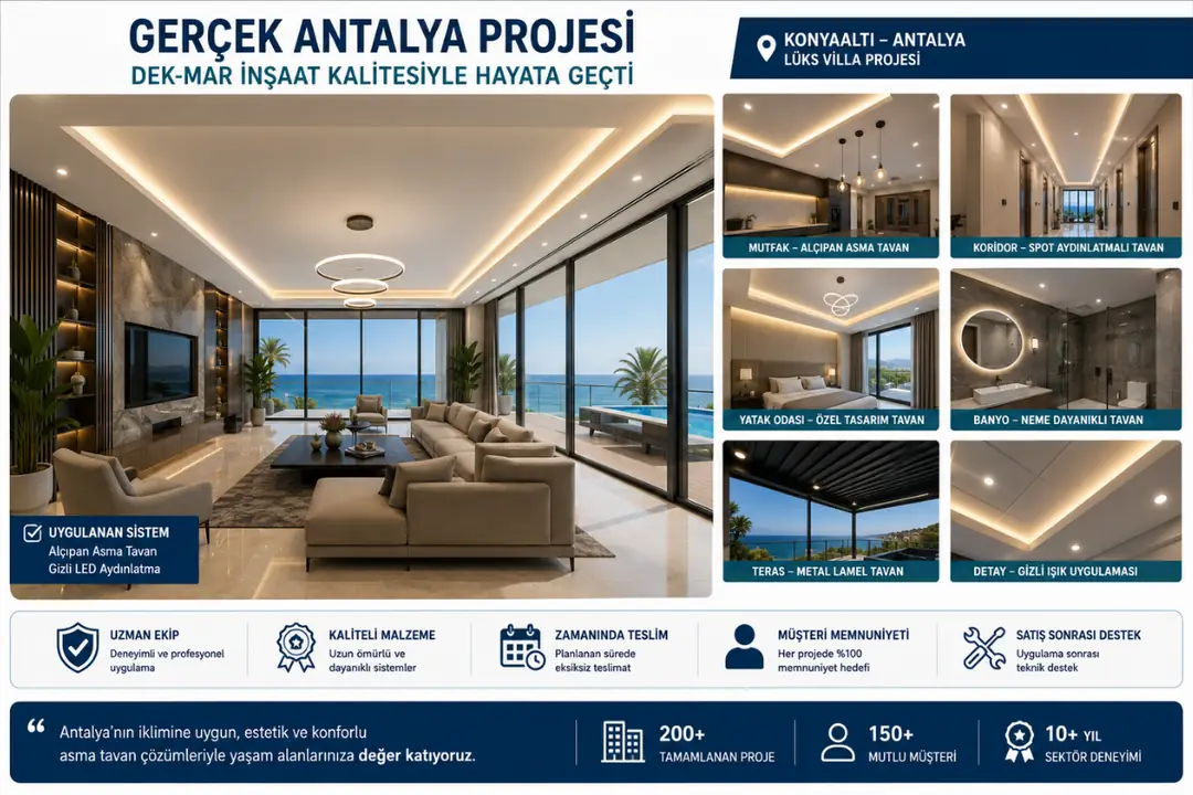 Antalya otel ve villa projesinde uygulanan asma tavan sistemi
