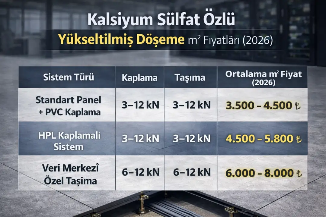 Kalsiyum sülfat özlü yükseltilmiş döşeme m2 fiyatları 2026&nbsp;