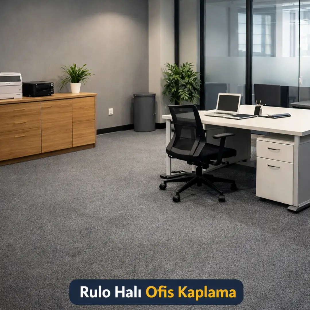 Ofislerde kullanılan rulo halı kaplama uygulaması ve ekonomik ofis zemin kaplama çözümleri&nbsp;