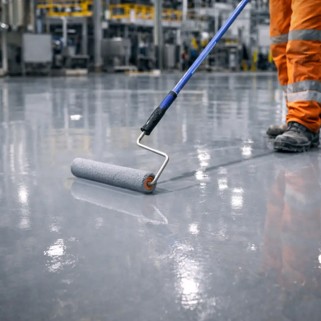 Poliüretan zemin kaplama sistemi elastik yapılı endüstriyel fabrika zemin kaplama uygulaması