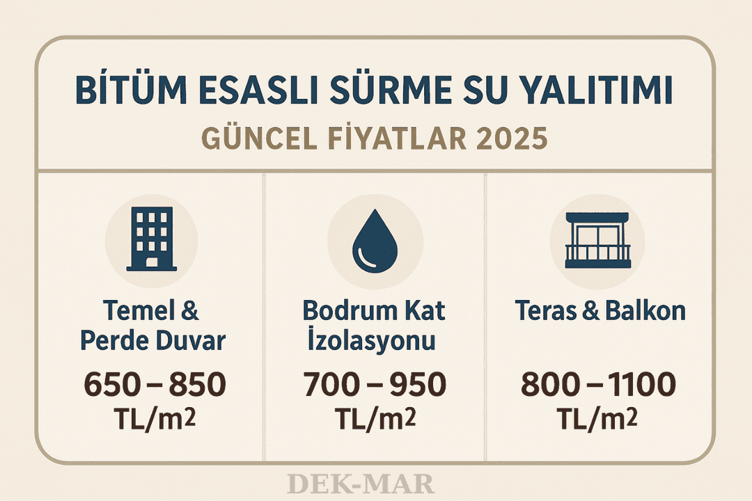 Bitüm esaslı sürme su yalıtımı 2025 güncel fiyat tablosu. 