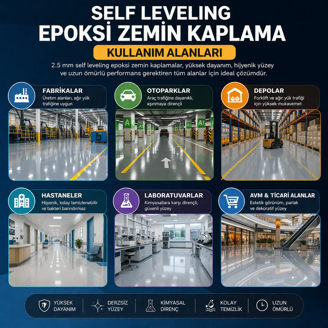 epoksi zemin kaplama kullanım alanları fabrika otopark hastane depo ve ticari alanlar&nbsp;