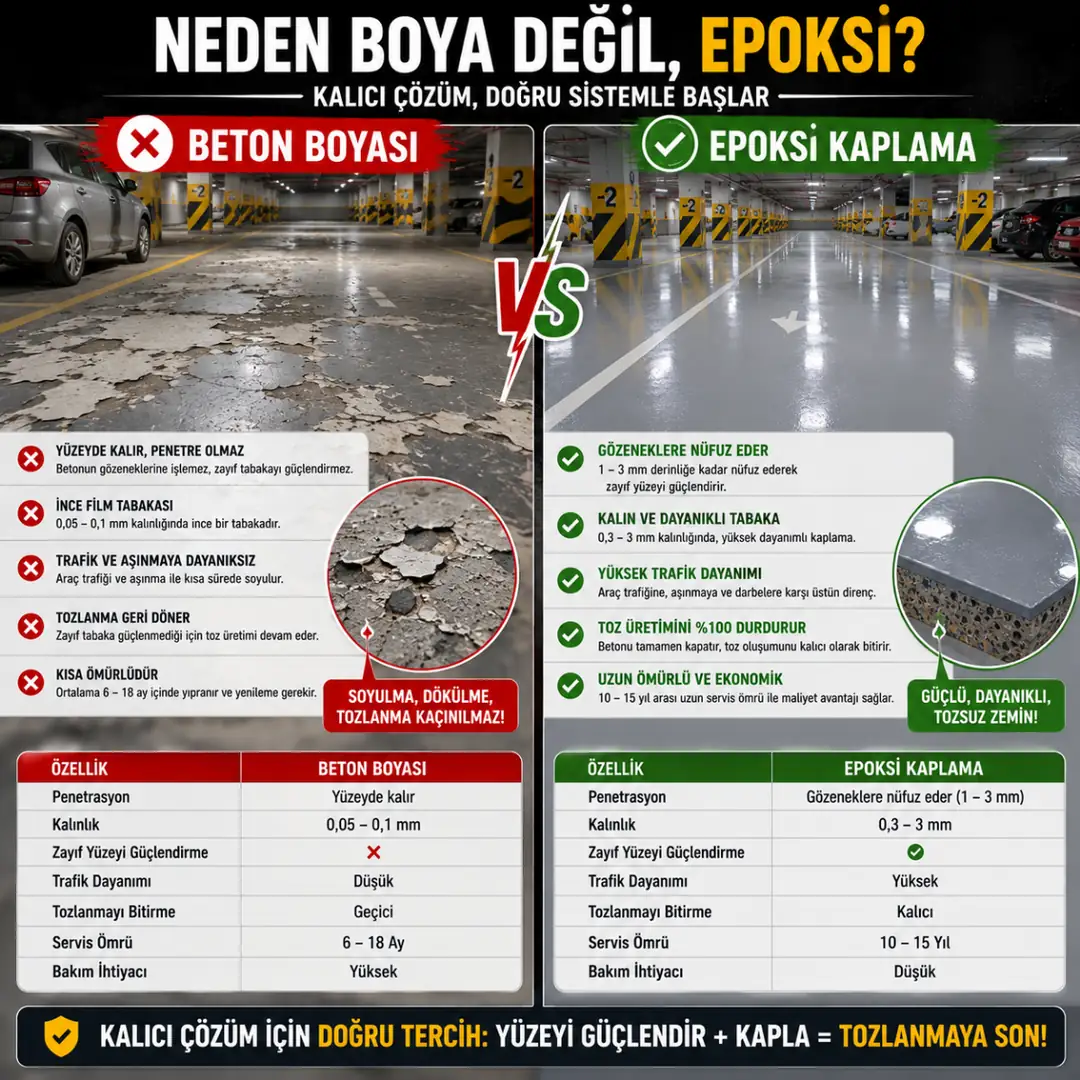 Beton boyası soyulması ve epoksi kaplama dayanımı karşılaştırması&nbsp;
