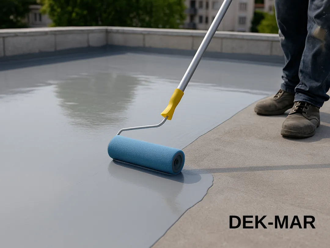 Poliüretan esaslı su yalıtımı uygulama görüntüsü – rulo ile sürme likit membran.