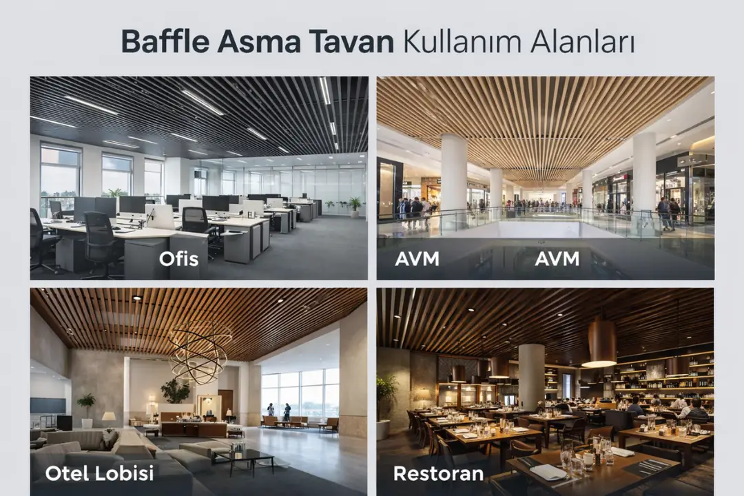 Ofis, AVM, otel ve restoranlarda baffle asma tavan kullanım alanları – İstanbul modern tavan çözümleri&nbsp;