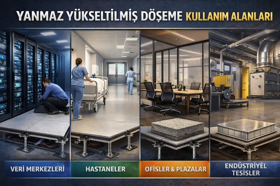Yanmaz yükseltilmiş döşeme kullanım alanları