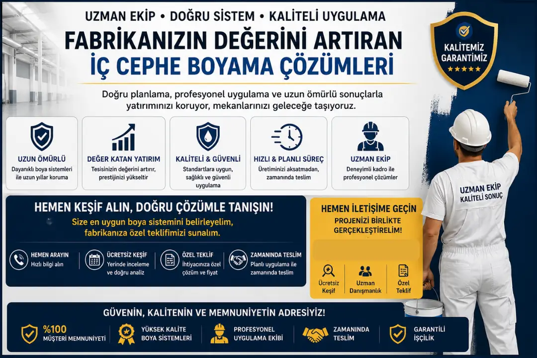 Tamamlanmış profesyonel fabrika iç cephe boyama uygulaması modern üretim tesisi görünümü&nbsp;