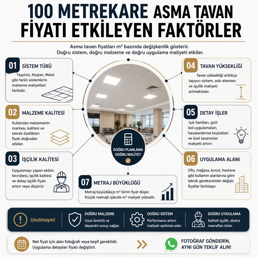 asma tavan fiyatlarını etkileyen faktörler nelerdir işçilik malzeme ve sistem türü karşılaştırması&nbsp;