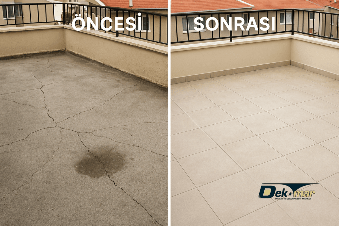 Gezilebilir teras izolasyonu öncesi ve sonrası karşılaştırma