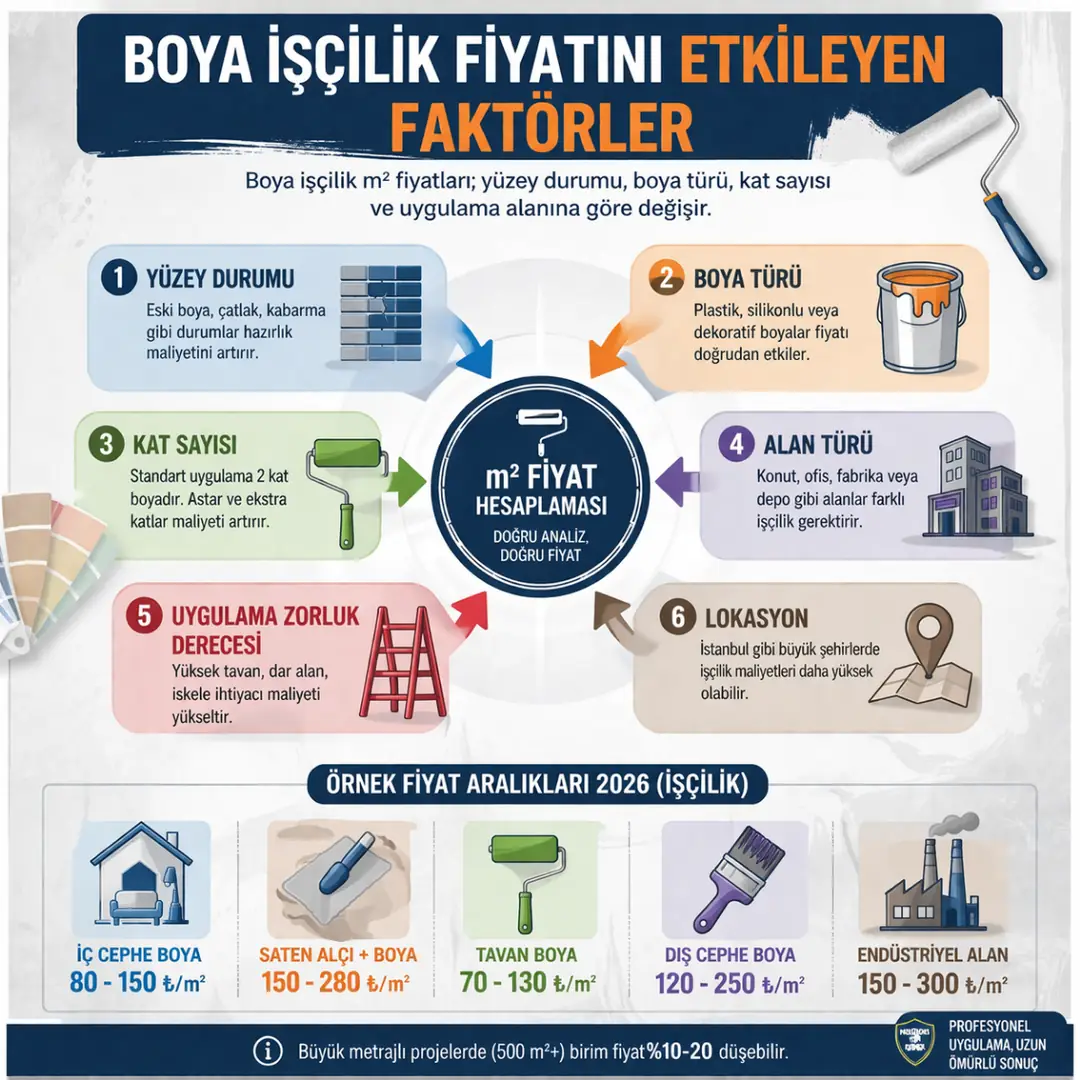 Boya işçilik fiyatını etkileyen faktörler yüzey boya türü ve işçilik&nbsp;
