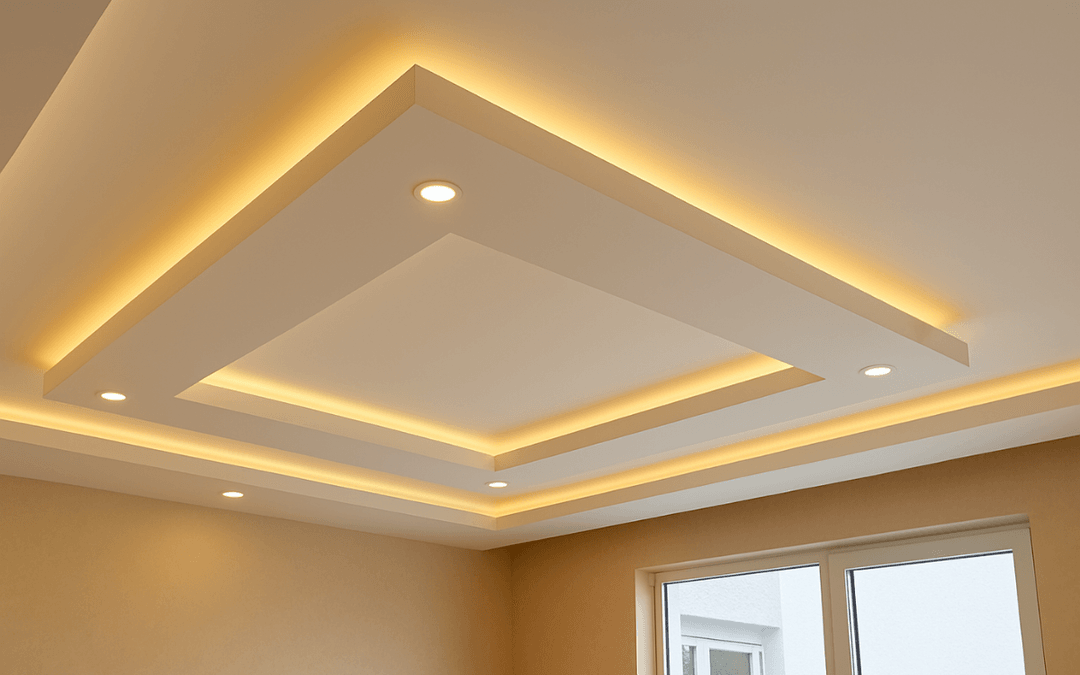 Serik konutlarında modern LED’li alçıpan asma tavan modeli örneği – iç mekan görünüm