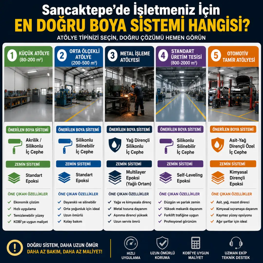 Sancaktepe atölye tipine göre doğru boya sistemi seçimi