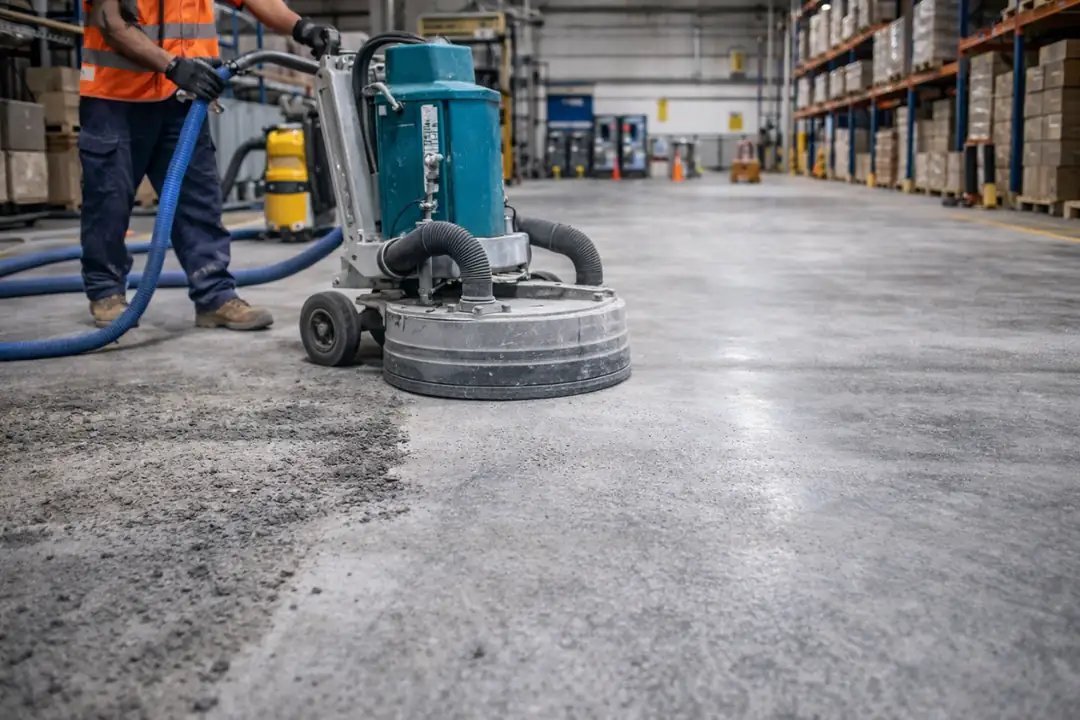 epoksi zemin öncesi beton taşlama ve yüzey hazırlık aşaması&nbsp;