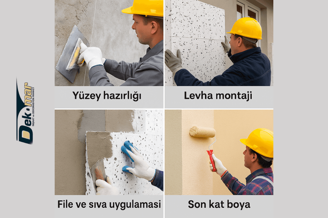 Dalmaçyalı mantolama uygulama aşamaları: hazırlık, montaj, 