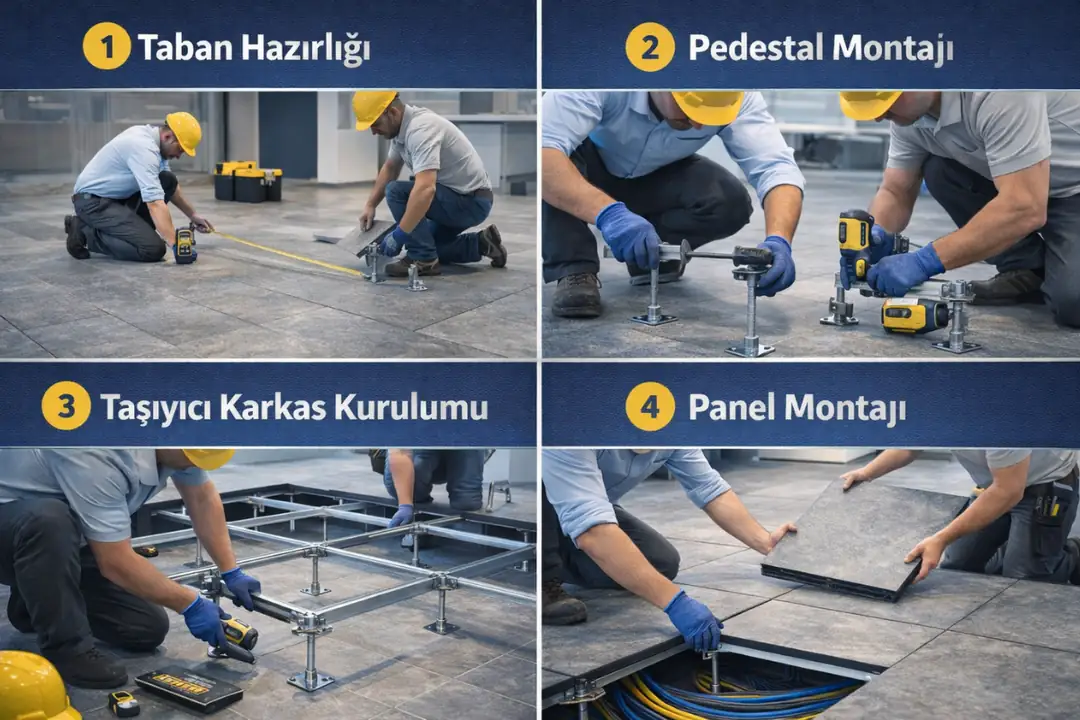 Yükseltilmiş döşeme montaj ve uygulama aşamaları&nbsp;