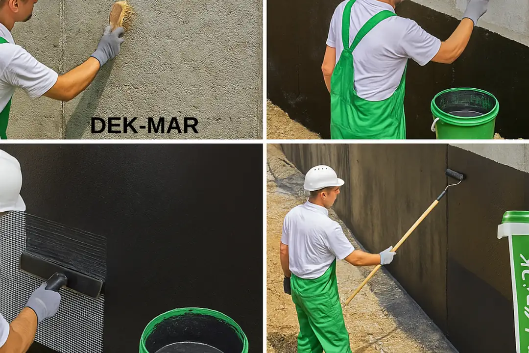 Köster Polyflex 2K uygulama aşamaları: yüzey hazırlığı, astar, 1. kat + file serimi ve 2. kat uygulaması kolaj görseli.&nbsp;