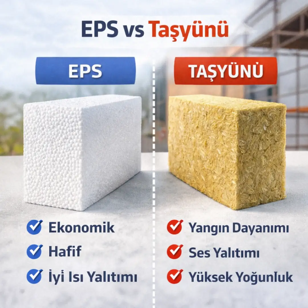 eps ve taşyünü mantolama karşılaştırması ısı yalıtım malzemeleri performans farkı&nbsp;