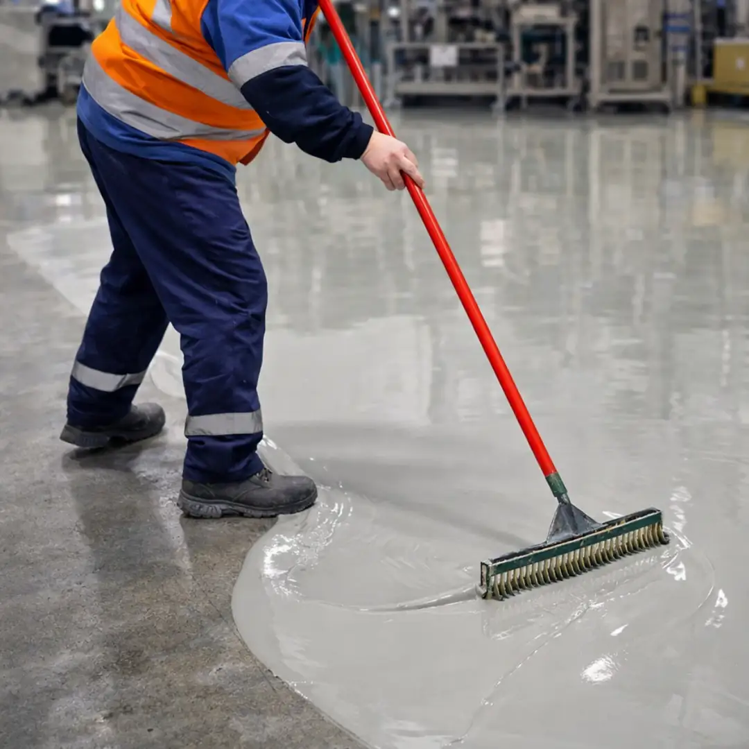 self leveling epoksi zemin kaplama fabrika uygulaması&nbsp;