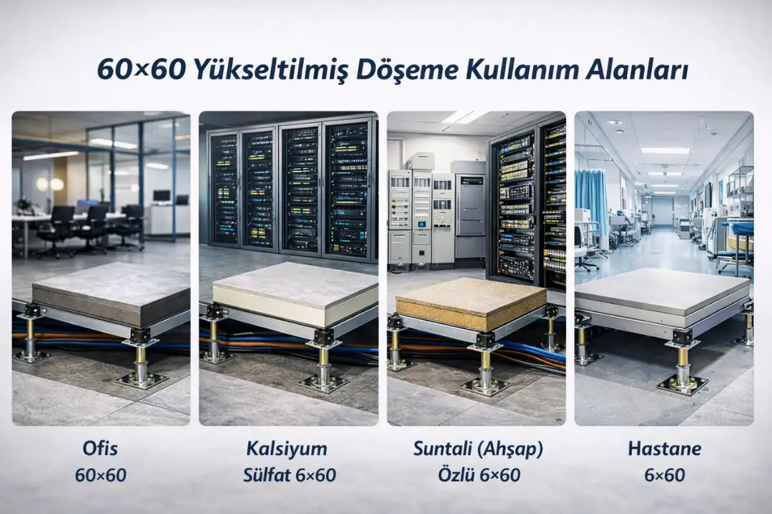 60x60 yükseltilmiş döşeme ofis veri merkezi sistem odası&nbsp;
