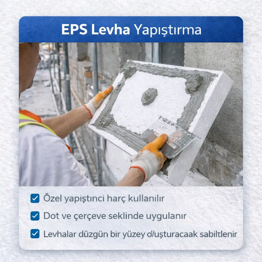 eps mantolama levhası yapıştırma işlemi&nbsp;