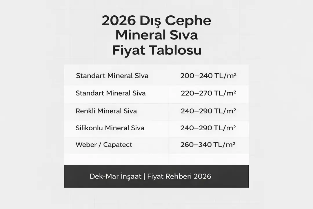 2026 dış cephe mineral sıva fiyat tablosu – standart, renkli ve silikonlu mineral sıva m2 uygulama maliyetleri
