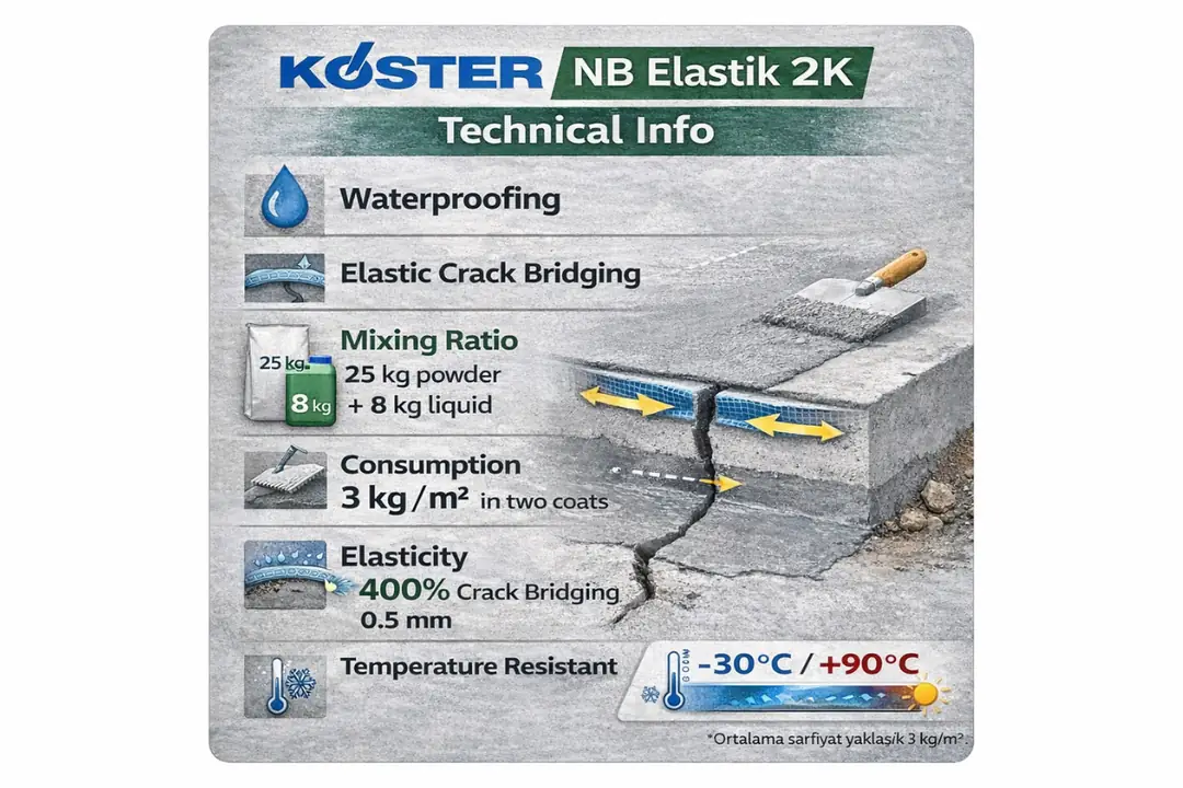 KÖSTER NB Elastik 2K teknik özet bilgiler ve uygulama özellikleri&nbsp;