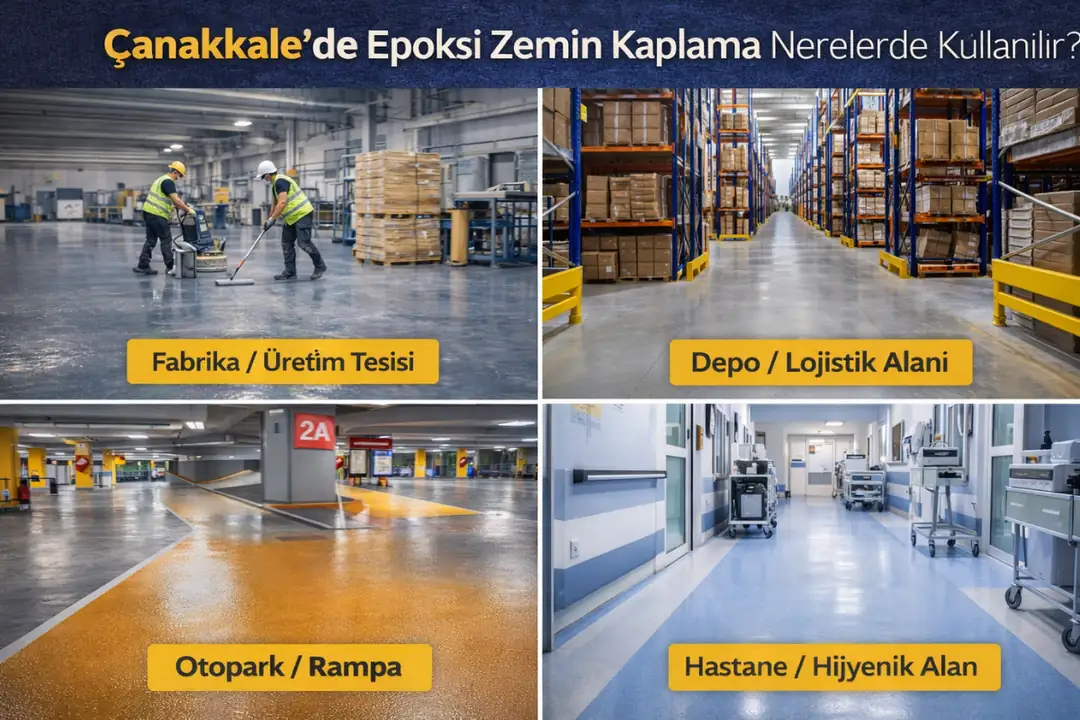Çanakkale epoksi zemin kaplama kullanım alanları; fabrika, depo, otopark ve hijyenik mekanlar
