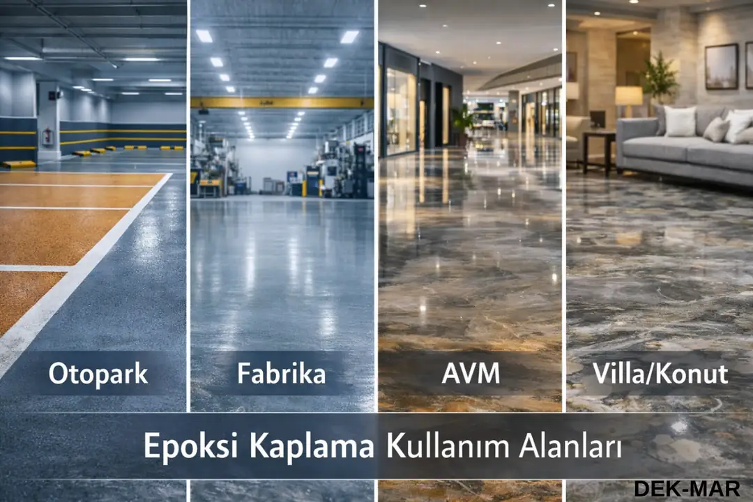 Otopark, AVM, fabrika ve konutlar için epoksi kaplama kullanım alanları