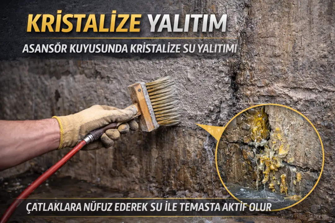 Kristalize su yalıtımı ile asansör kuyusu beton koruması
