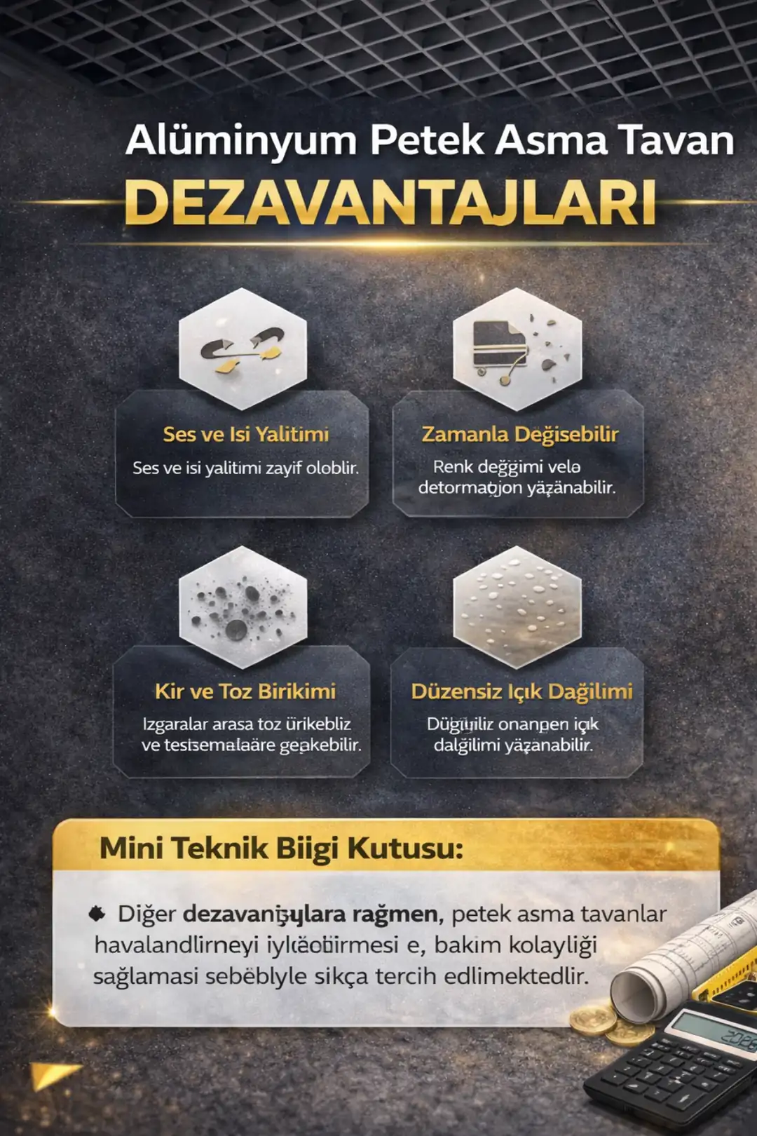 petek asma tavan teknik özellikleri ağırlık profil yangın sınıfı