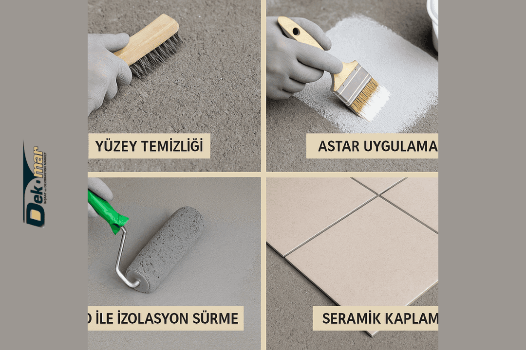 Sürme izolasyon uygulama adımları: yüzey hazırlığı, astar, rulo uygulama, seramik kaplama 