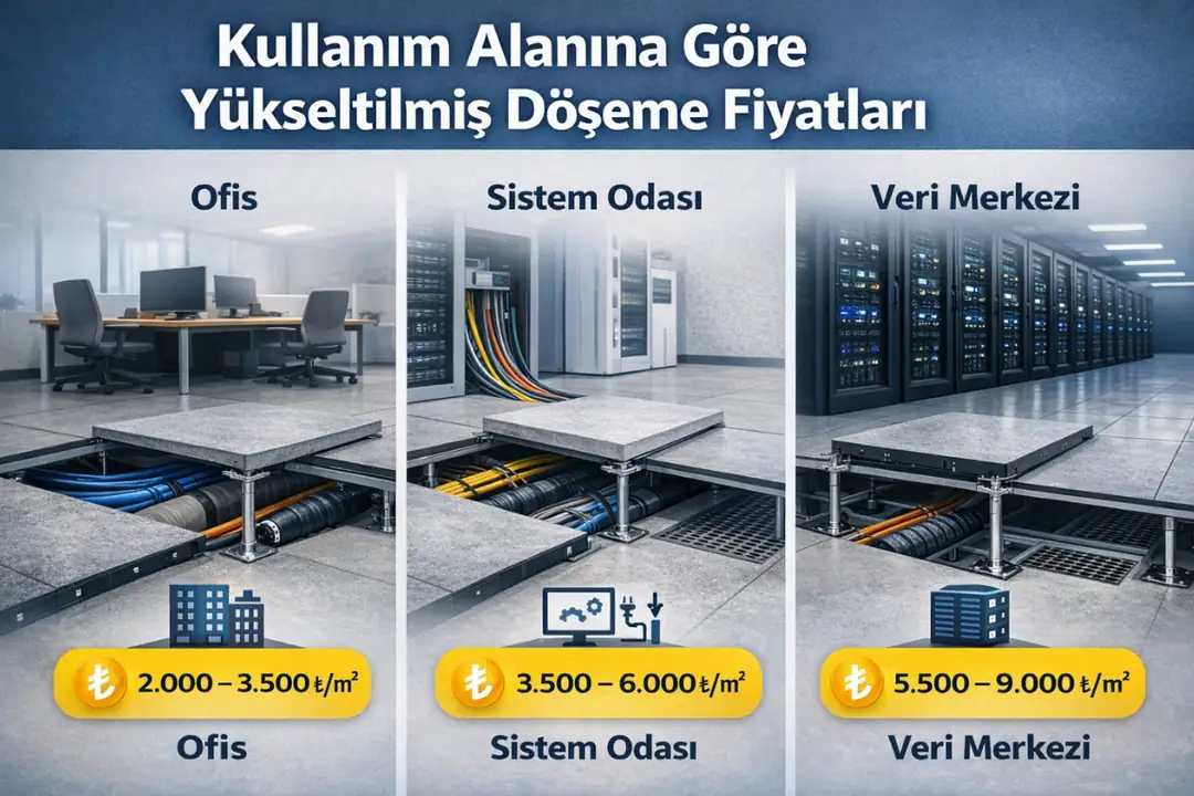 Kullanım alanına göre yükseltilmiş döşeme fiyat farkları&nbsp;