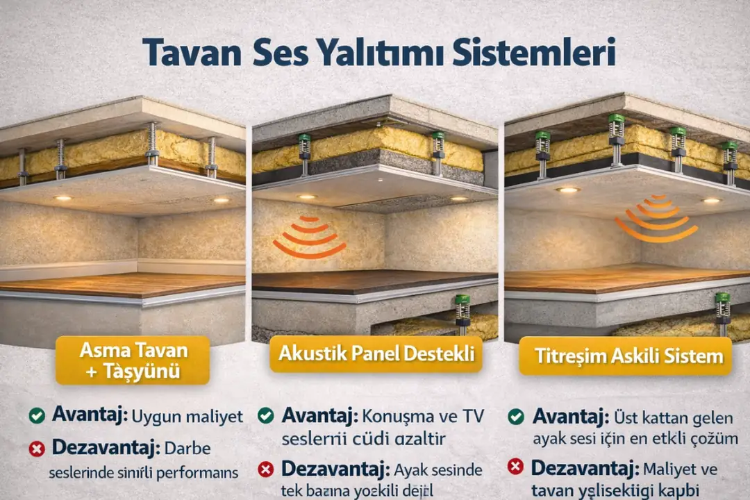 Tavan ses yalıtımı sistemleri ve performans karşılaştırması&nbsp;