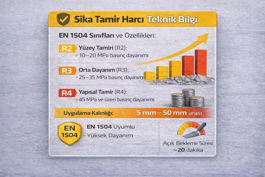 Sika tamir harcı teknik bilgiler ve EN 1504 standardı