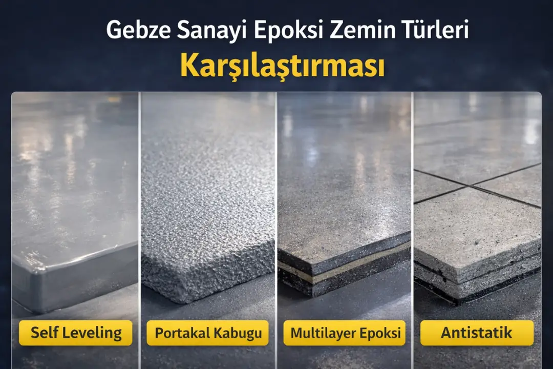 Gebze sanayi epoksi zemin türleri karşılaştırması self leveling portakal kabuğu multilayer antistatik sistemler&nbsp;