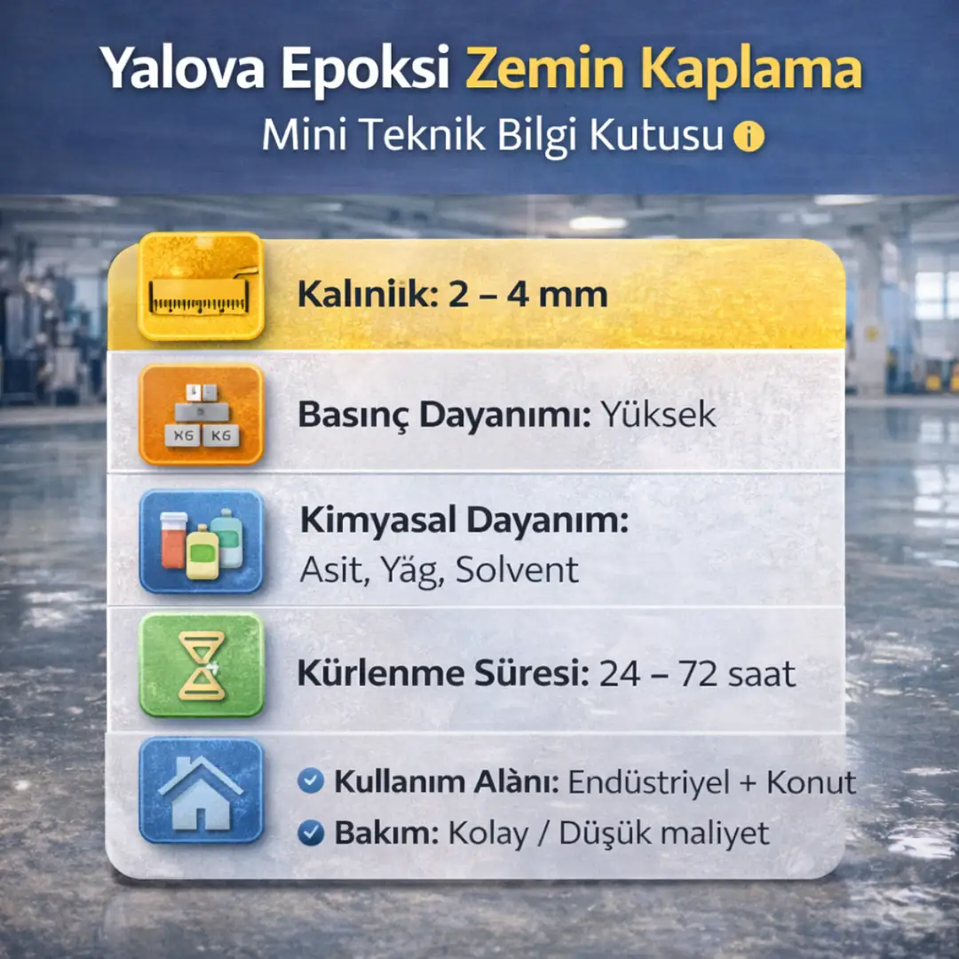 Yalova epoksi zemin kaplama teknik özellikleri ve uygulama bilgileri&nbsp;