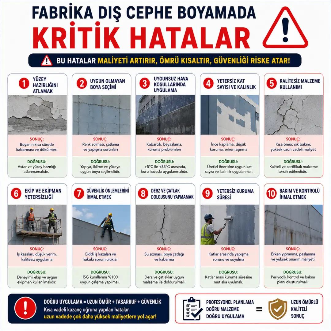 Yanlış fabrika dış cephe boyama uygulaması ve profesyonel sistem karşılaştırması&nbsp;