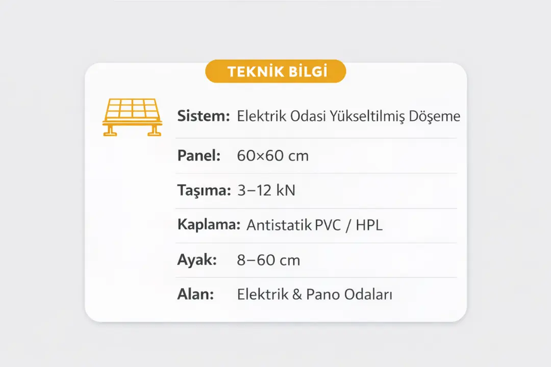 “Elektrik odası yükseltilmiş döşeme mini teknik bilgi kutusu”&nbsp;