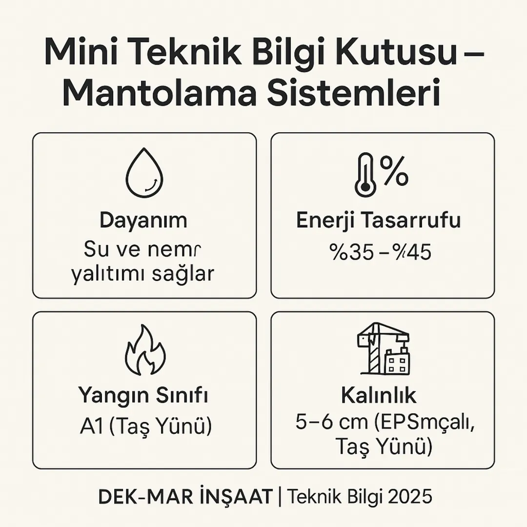 İstanbul mantolama teknik bilgi kutusu – EPS, Dalmaçyalı ve taş yünü sistem özellikleri 2025