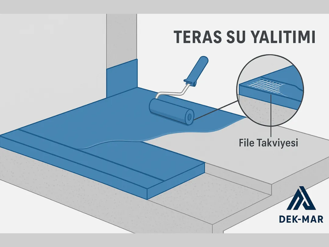 Teras likit membran uygulaması – file takviyeli detay – Dek-Mar 