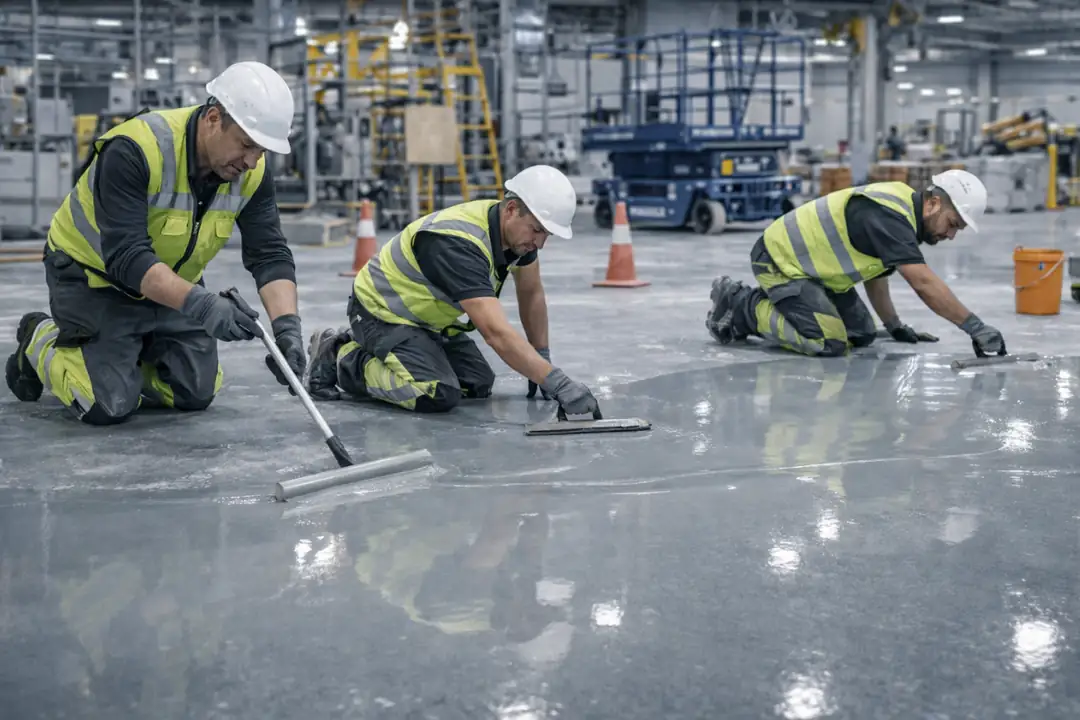 Profesyonel ekip ile endüstriyel epoksi zemin kaplama uygulaması