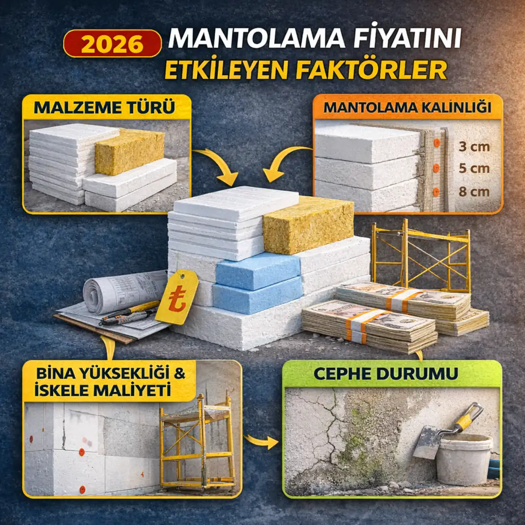 dış cephe mantolama fiyatını etkileyen faktörler malzeme kalınlık bina yüksekliği iskele maliyeti