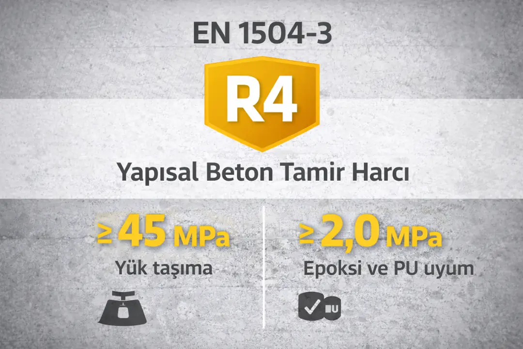 R4 sınıfı beton tamir harcı EN 1504-3 teknik özellikleri&nbsp;