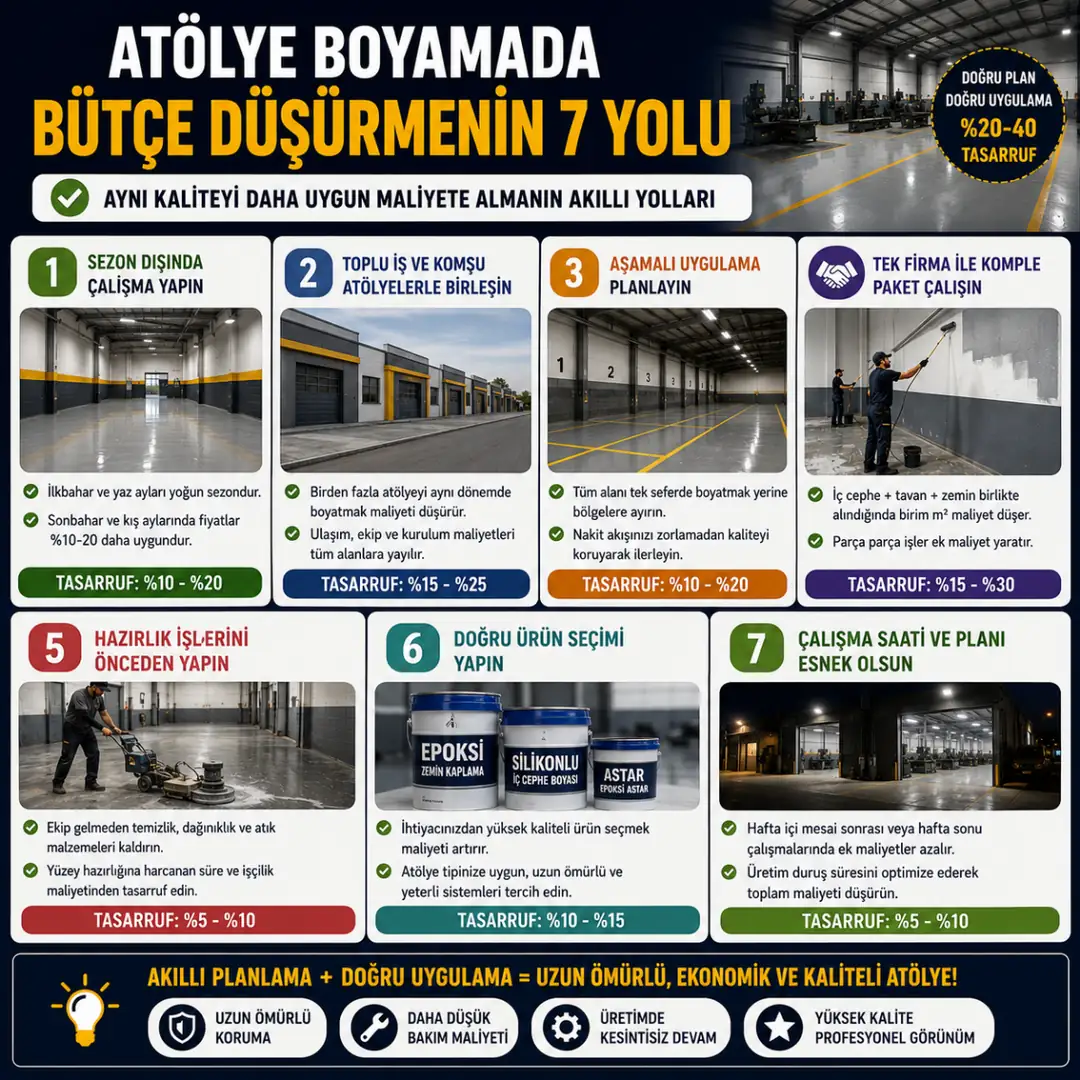 Atölye boyama maliyetini düşürmek için toplu iş ve aşamalı uygulama yöntemleri&nbsp;