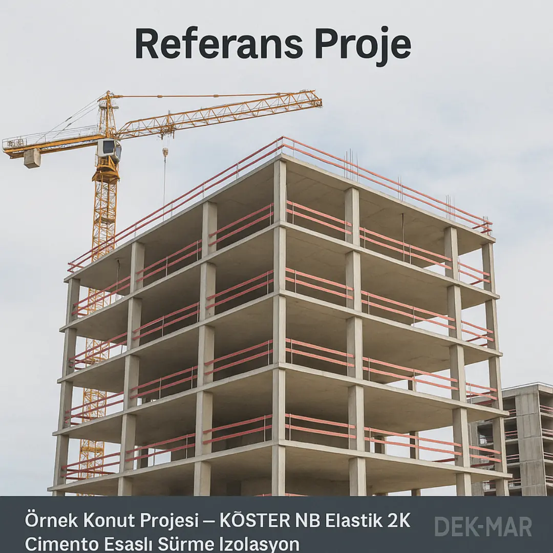 Dek-Mar İnşaat referans projesi – KÖSTER NB Elastik 2K ile çimento esaslı sürme izolasyon uygulaması 2025 – profesyonel saha çalışması.
