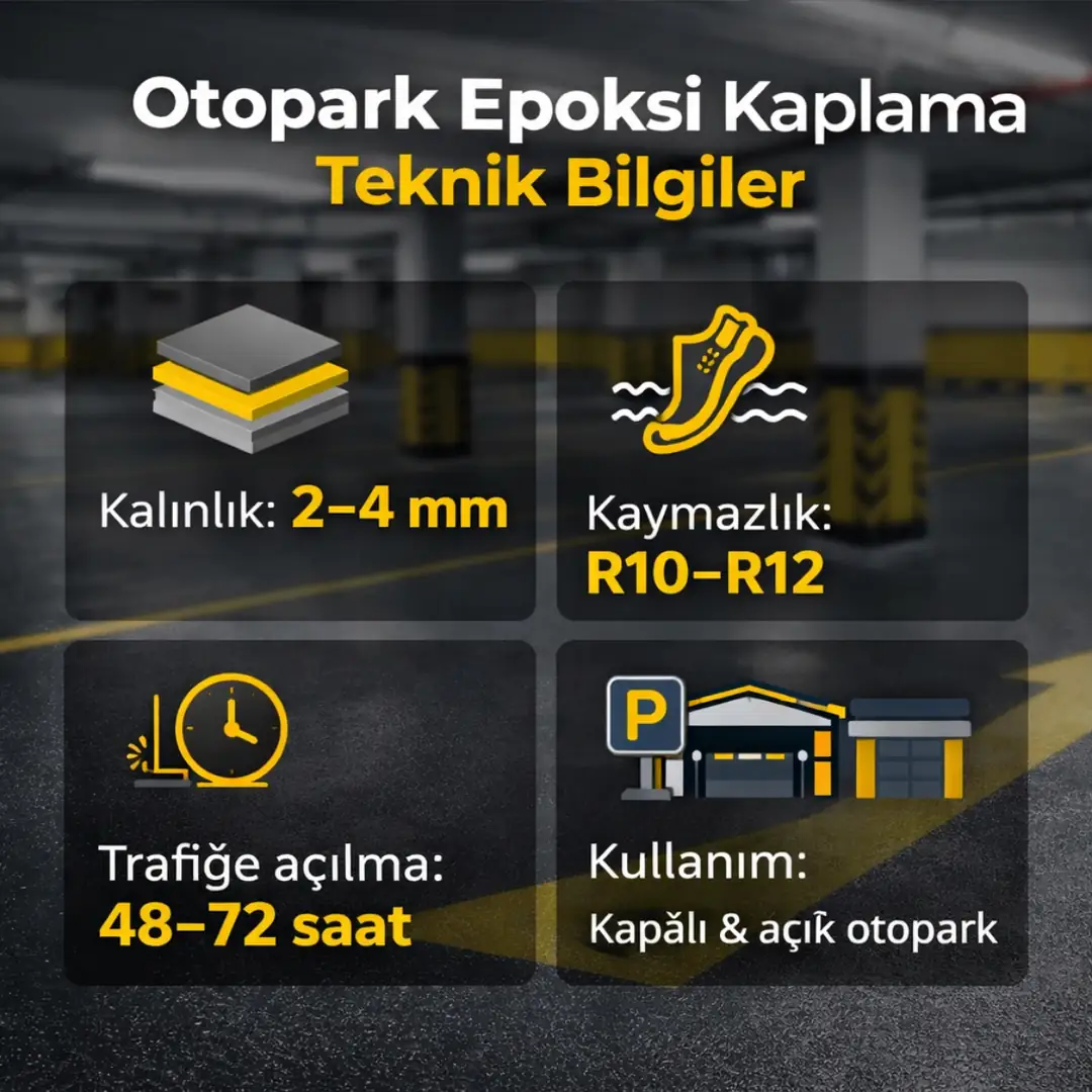 Otopark epoksi kaplama teknik özellikleri ve uygulama detayları