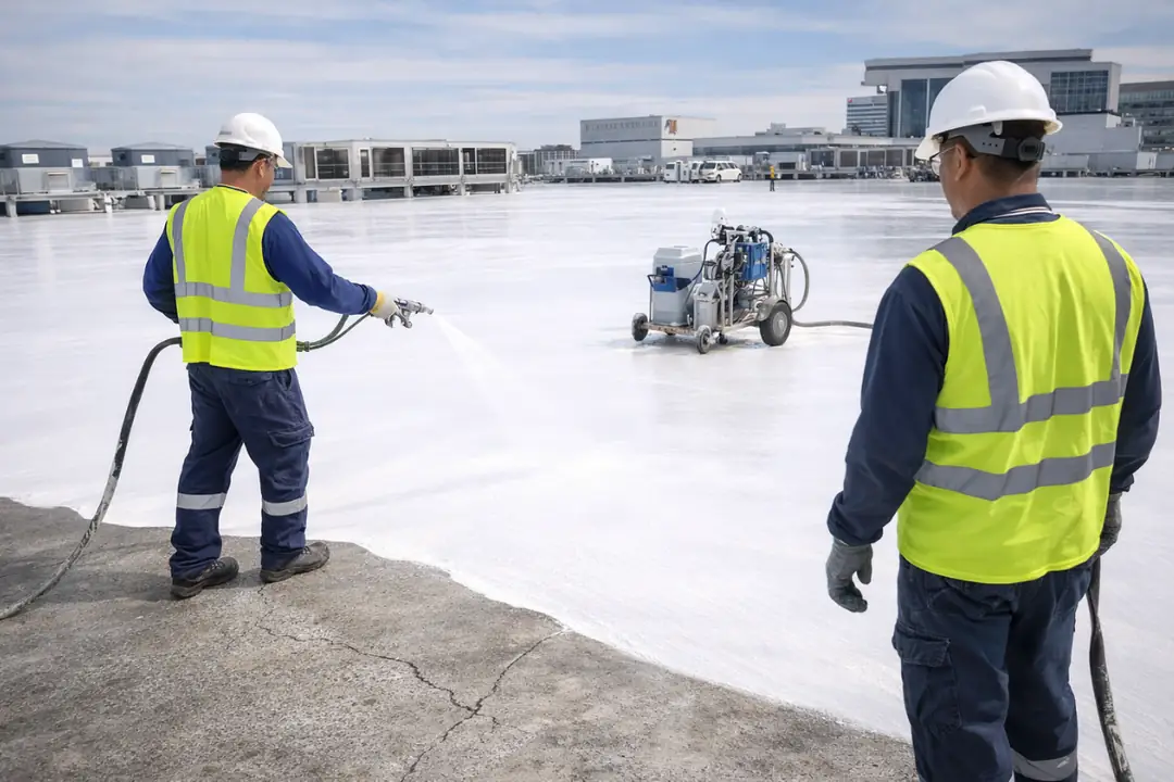 Geniş metrajlı endüstriyel çatı poliüretan membran uygulaması