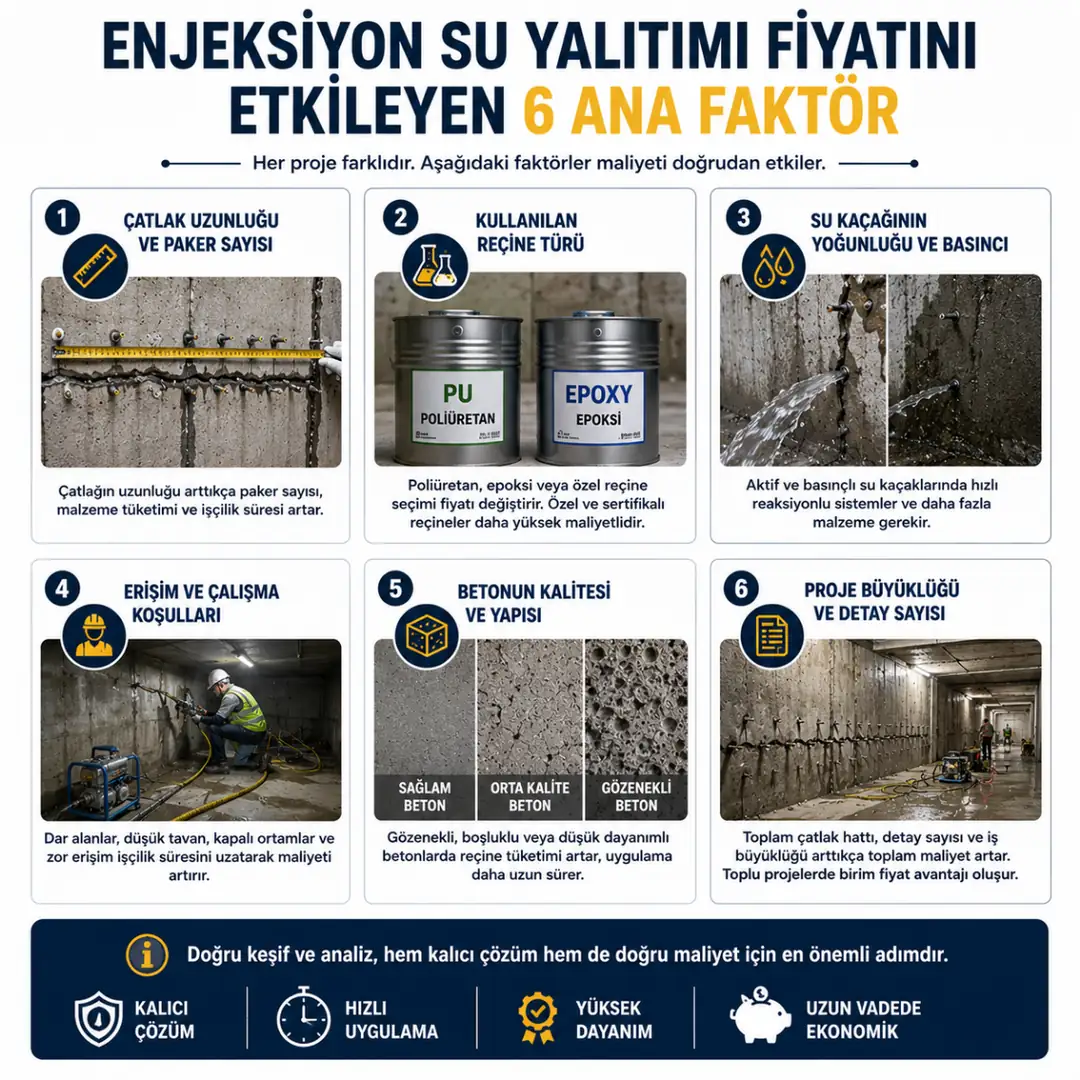 Enjeksiyon su yalıtımı fiyatını etkileyen çatlak reçine ve su basıncı faktörleri&nbsp;